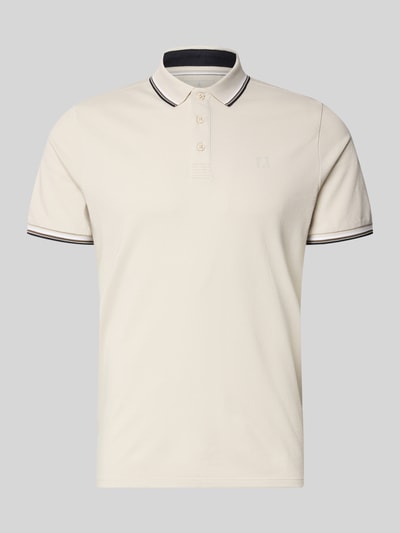 Produktfoto, Modern Fit Poloshirt mit Logo-Print Modell 'Keep Dry' von RAGMAN aus mieszanka bawełny, kołnierzyk polo, listwa guzikowa, długość tyłu w rozmiarze M 28 cm