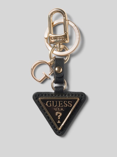 Productfoto, sleutelhanger met logodetail Model 'Gilda' van GUESS, Dames sleutelhanger, Leerlook, sleutelring, goudkleurige accenten