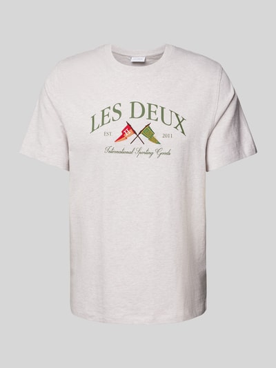 Les Deux T-Shirt mit Label-Stitching Modell 'Ivy' Hellgrau Melange 2