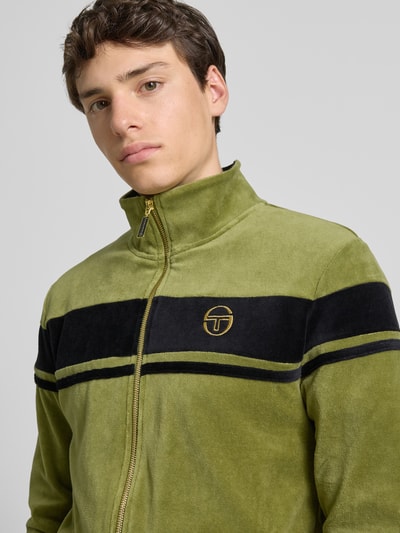 SERGIO TACCHINI Bluza rozpinana ze stójką i wyhaftowanym logo model ‘DAMARINDO’ Oliwkowy 3
