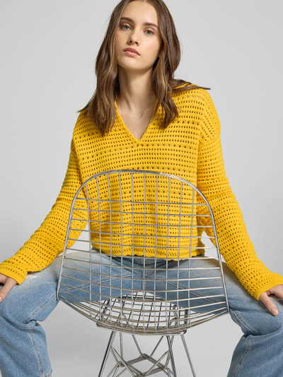 Closed Pullover mit Lochstickerei Dunkelgelb 3