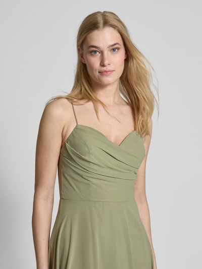 Laona Abendkleid mit Spaghettiträgern Oliv 3