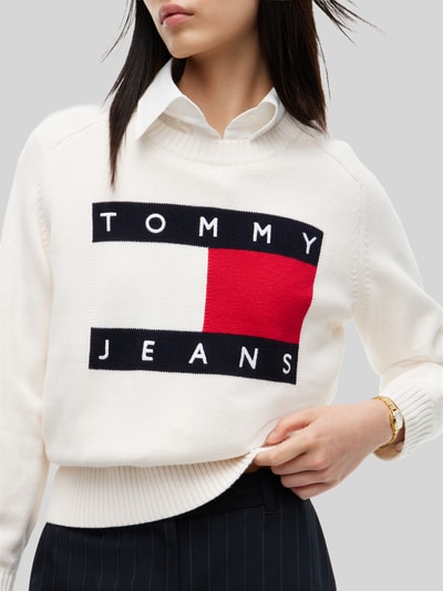 Tommy Jeans Regular Fit Pullover aus Baumwoll-Woll-Mix Weiss 3