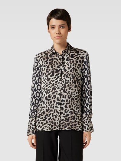 Emily Van den Bergh Bluse aus Viskose mit Animal-Print Taupe 4