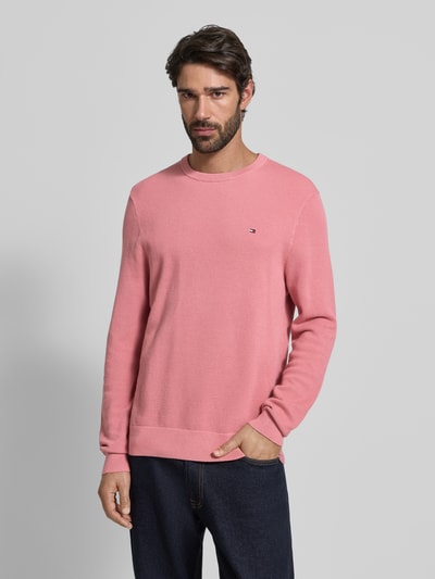 Tommy Hilfiger Regular Fit Strickpullover aus reiner Baumwolle Altrosa 4