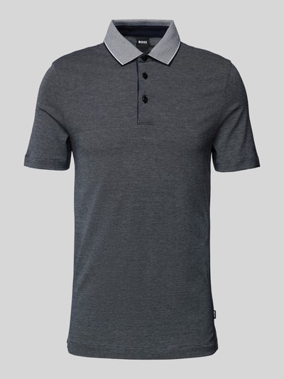 BOSS Slim fit poloshirt met labeldetail, model 'Pitton' Marineblauw - 2