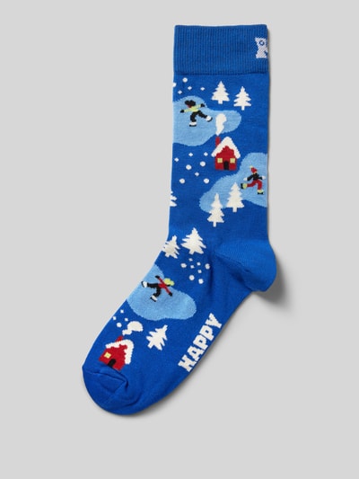 Happy Socks Skarpety z wyhaftowanym logo model ‘Winter Night’ Niebieski 1