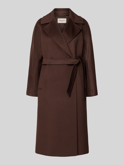 Weekend Max Mara Wollmantel mit Bindegürtel Modell 'WKDRESINA' Dunkelbraun 1