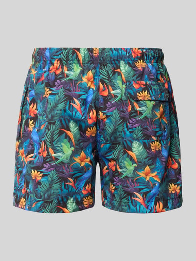 Produktfoto, spodenki kąpielowe 'Badehose im Allover-Look' od MCNEAL, krój regular fit, wzór na całej powierzchni, elastyczny pas z tunelem, kolorowy nadruk, tekstura gładka