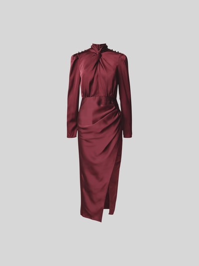 Self-Portrait Midikleid mit Raffungen Bordeaux 2