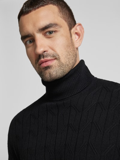 Christian Berg Men Gebreide pullover met structuurmotief Zwart - 3