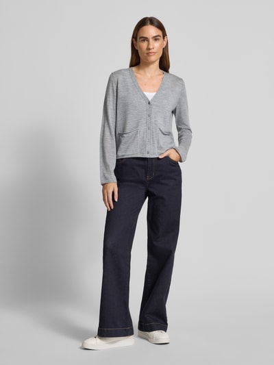 Marc O'Polo Regular Fit Strickjacke aus Schurwoll-Mix Mittelgrau 1