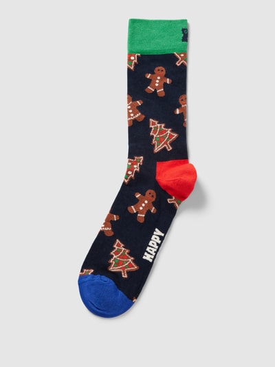 Happy Socks Socken mit Motiv-Print Modell 'Gingerbread Cookies' Dunkelblau 1