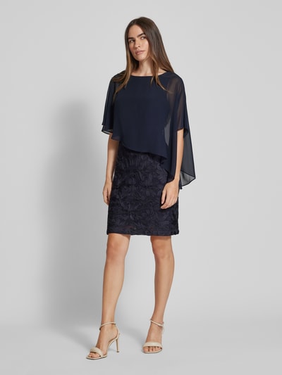 Christian Berg Cocktail Knielanges Cocktailkleid im 2-in-1-Look Marine Melange 1