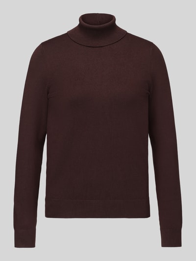 Jake*s Casual Slim Fit Rollkragenpullover aus Viskose-Mix Dunkelbraun 2