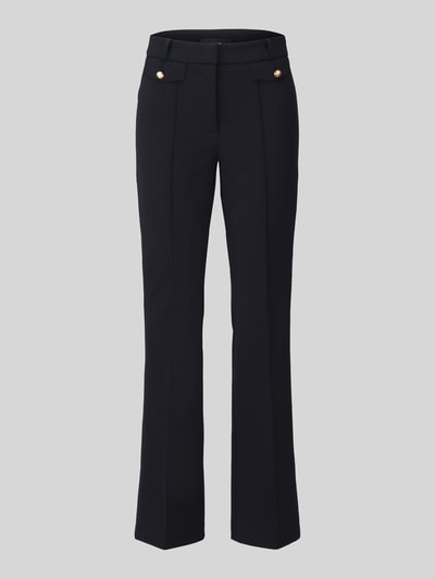 Productfoto, zwarte regular fit smalle broek met model 'FLEUR' van CAMBIO, gladde structuur, rechte lijnen, Dames broek