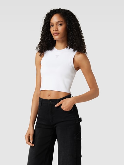 Guess Crop Top mit Rundhalsausschnitt Modell 'ALEXIA' Weiss 4