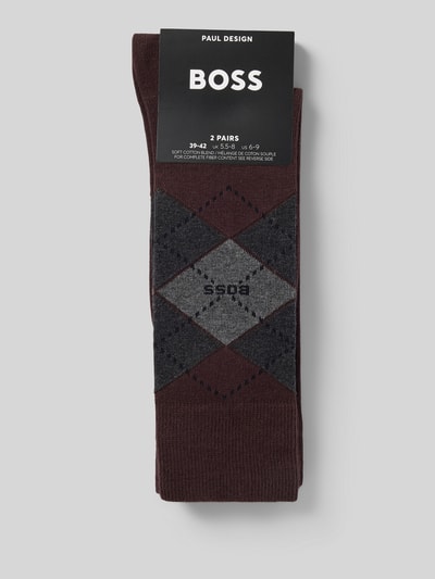 BOSS Skarpety z mieszanki bawełny w zestawie 2 szt. model 'ARGYLE' Ciemnobrązowy 3