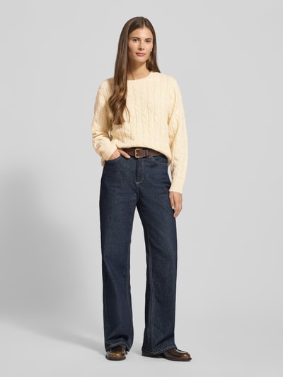 VERO MODA Regular fit gebreide pullover met kabelpatroon, model 'ARIES' Ecru - 1