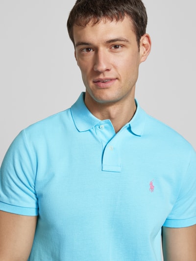 Polo Ralph Lauren Slim Fit Poloshirt mit Label-Stitching Tuerkis 3