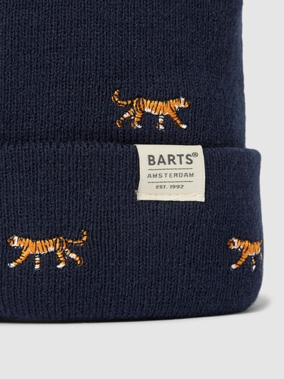 Barts Beanie met motiefstitchings, model 'Vinson' Marineblauw - 2