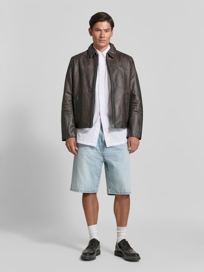 Diesel Leren jack van runder nappa model 'L-AMAR-WRD' Middenbruin - 1