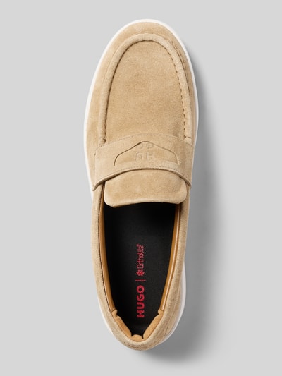 HUGO Loafer aus echtem Veloursleder Modell 'LYDE_MOCC_SD' Beige 3