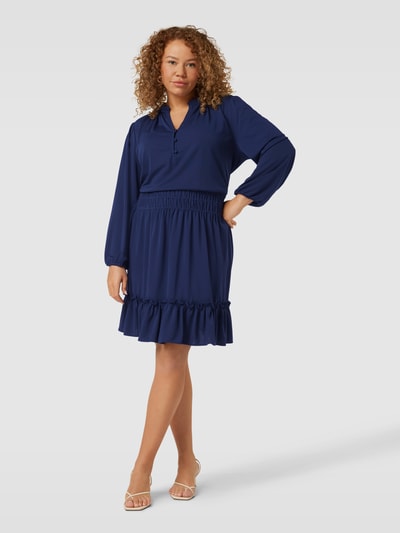 Lauren Ralph Lauren Curve PLUS SIZE knielanges Kleid mit V-Ausschnitt Modell 'KINSLIE' Dunkelblau 1