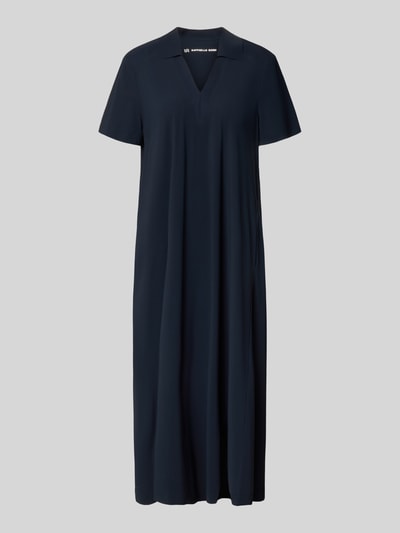 Raffaello Rossi Midikleid mit Strukturmuster und Umlegekragen Modell 'JOSEPHINA' Marine 2