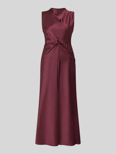 Produktfoto, Cocktailkleid aus Satin mit Raffungen von Rinascimento, burgunderrot, tailliert, ärmellos, Midilänge, feine Satintextur
