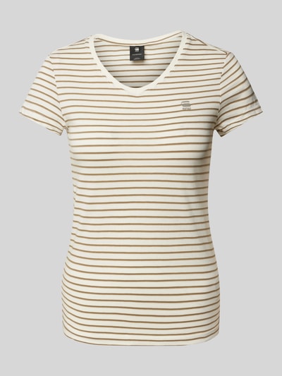 G-Star Raw T-Shirt mit Label-Stitching Khaki 2