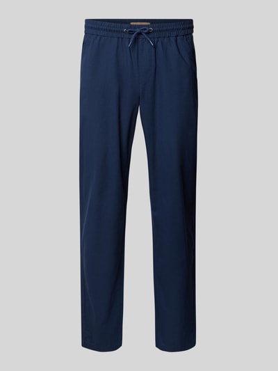 Blend Regular Fit Leinenhose mit Tunnelzug Modell 'BAY' Marine 2
