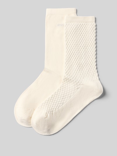 Produktfoto, Socken aus Baumwoll-Mix im 2er-Pack Modell 'ShineDiam' von BOSS in Creme mit feiner Netzstruktur, Damen Socken von BOSS