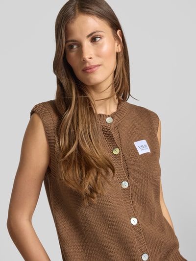 VILLA SOPHIE Mouwloos vest met labelpatch Middenbruin - 3