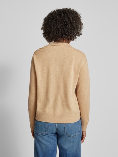 Jake*s Casual Strickpullover mit gerippten Abschlüssen Sand Melange 5