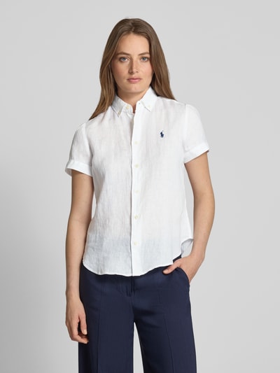 Polo Ralph Lauren Regular Fit Leinenbluse mit Button-Down-Kragen Weiss 4