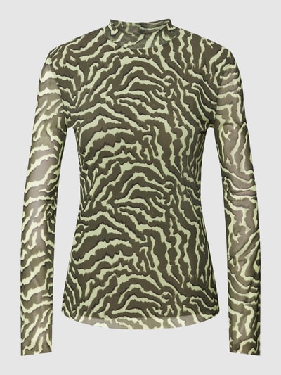 CATWALK JUNKIE Shirt met lange mouwen en all-over motief, model 'LS WILLOW' Olijfgroen - 2