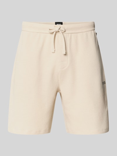 Produktfoto, Regular Fit Sweatshorts aus Baumwoll-Mix von BOSS in Beige mit feiner Struktur und Tunnelzug, Herren Sweatshorts von BOSS