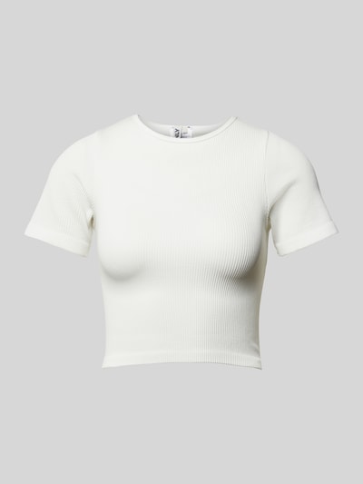 Only T-shirt krótki z fakturowanym wzorem model ‘GWEN’ Złamany biały 2