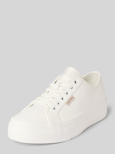 Calvin Klein Jeans Ledersneaker mit Label-Details Modell 'VULC FLATFORM' Weiss 1