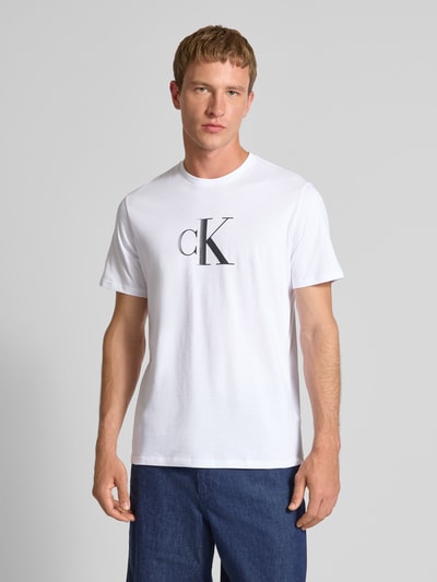 Calvin Klein Jeans Regular Fit T-Shirt aus reiner Baumwolle mit Logo-Print Weiss 4