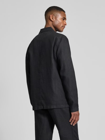 Knowledge Cotton Apparel Overhemdjack van linnen met opgestikte steekzakken Zwart - 5