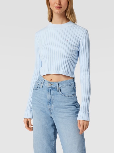 Tommy Jeans Cropped Longsleeve mit Logo-Stitching Modell Hellblau 4