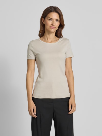 Christian Berg Woman T-shirt met geribde ronde hals Zand - 4