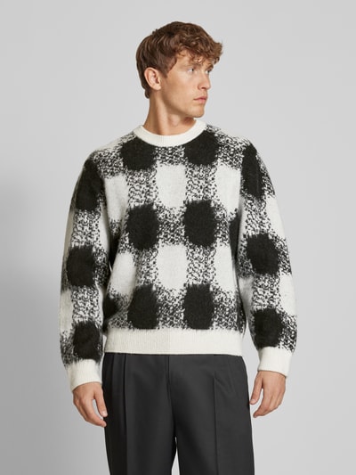 HUGO Gebreide pullover met ronde hals, model 'Shequer' Offwhite - 4