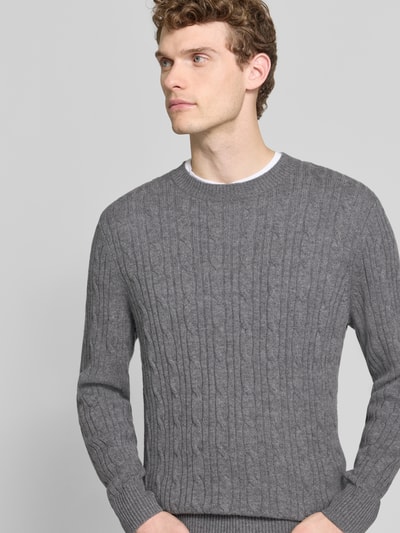 BOSS Regular Fit Strickpullover aus Schurwoll-Kaschmir-Mix Modell 'HETICO' Hellgrau 3