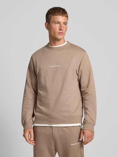 Jack & Jones Sweatshirt met ronde hals en labelstitching Beige - 4