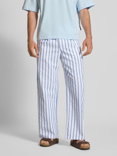 PROHIBITED Wide Leg Stoffhose mit Leinen-Anteil Blau 4