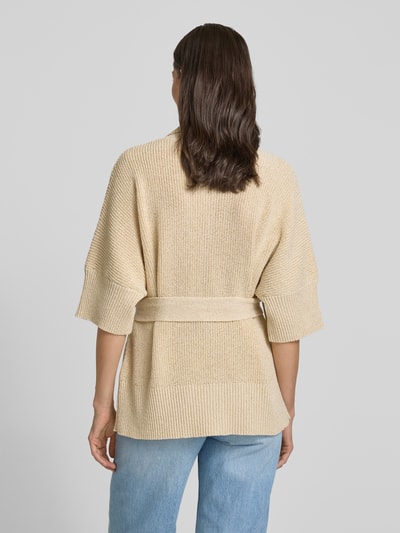 MORE Strickjacke mit Bindegürtel Hellgelb 5