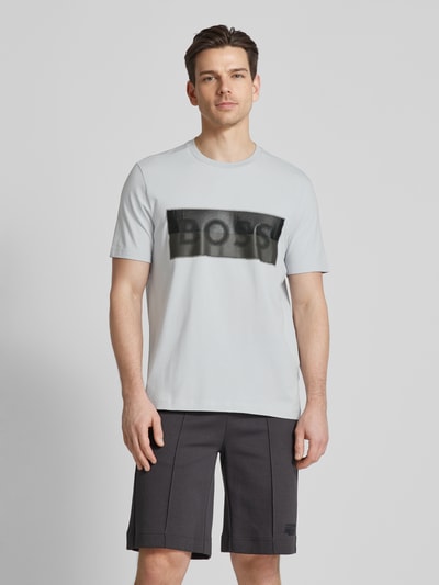 BOSS Green T-shirt met labelprint Lichtgrijs - 4